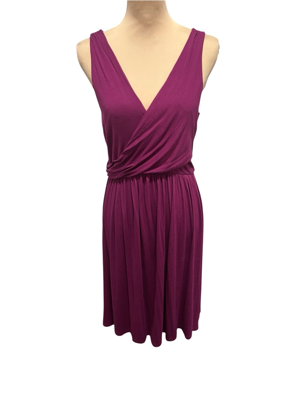 NWT Ann Taylor LOFT Plum Color Draped Crossover Stylist Beautiful Dress Medium
